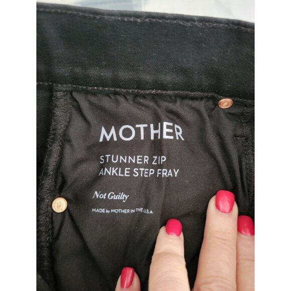 Mother Stunner Zip Ankle Step fray Black Jeans denim size 25 designer - Picture 3 of 9